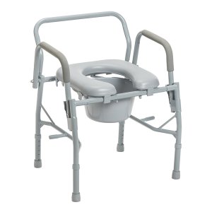 Drive Medical Deluxe Adjustable Height Drop Arm Steel Commode Chair - Supports up to 300 lbs